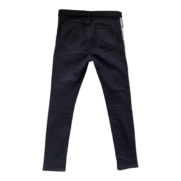 Keiser Clark Racer Denim Jeans Black faux python detailing - Picture 2 of 12